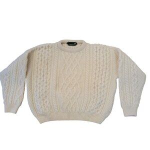 Jumpers Cream Cable Knit Sweater Pure New Wool M Oversized Boxy Neutral